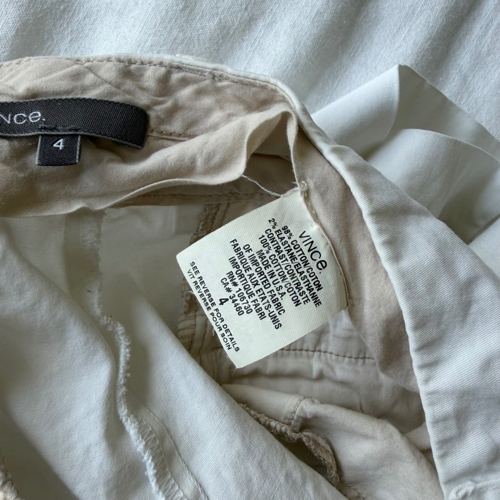 Vince Womens White Cotton Dress Chino Shorts Side Buckle Size 4 - Picture 6 of 6